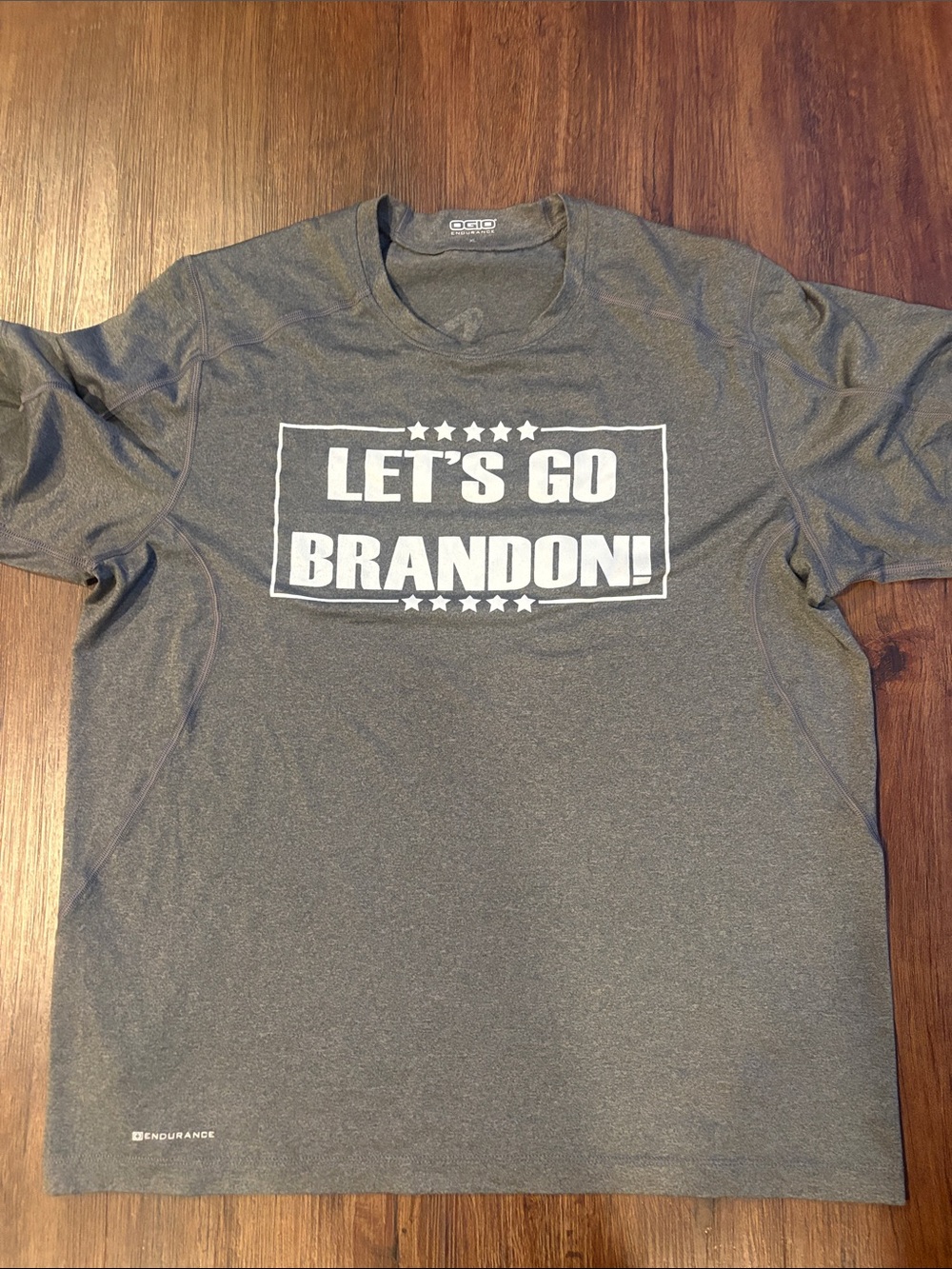 OGIO Gray Short-Sleeve Graphic Tee with White LET'S GO BRANDON Print